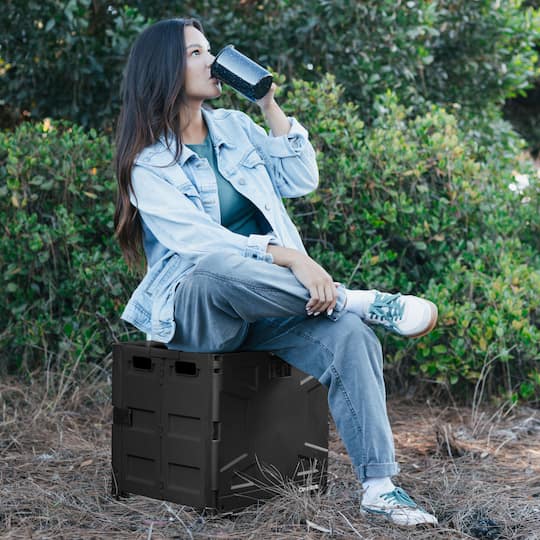 CleverMade® 55L Black Wheeled Trolley Crate